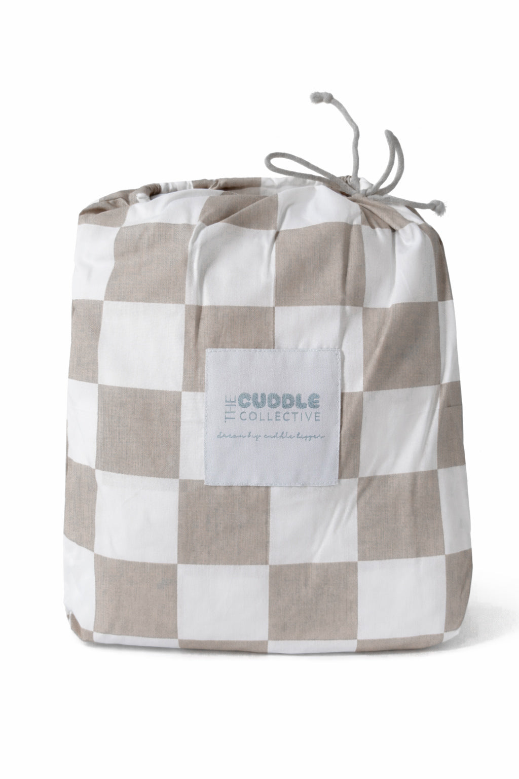 Natural Checker Kids Fitted Sheet - Natural | Organic Cotton Pillowcase | The Cuddle Collective