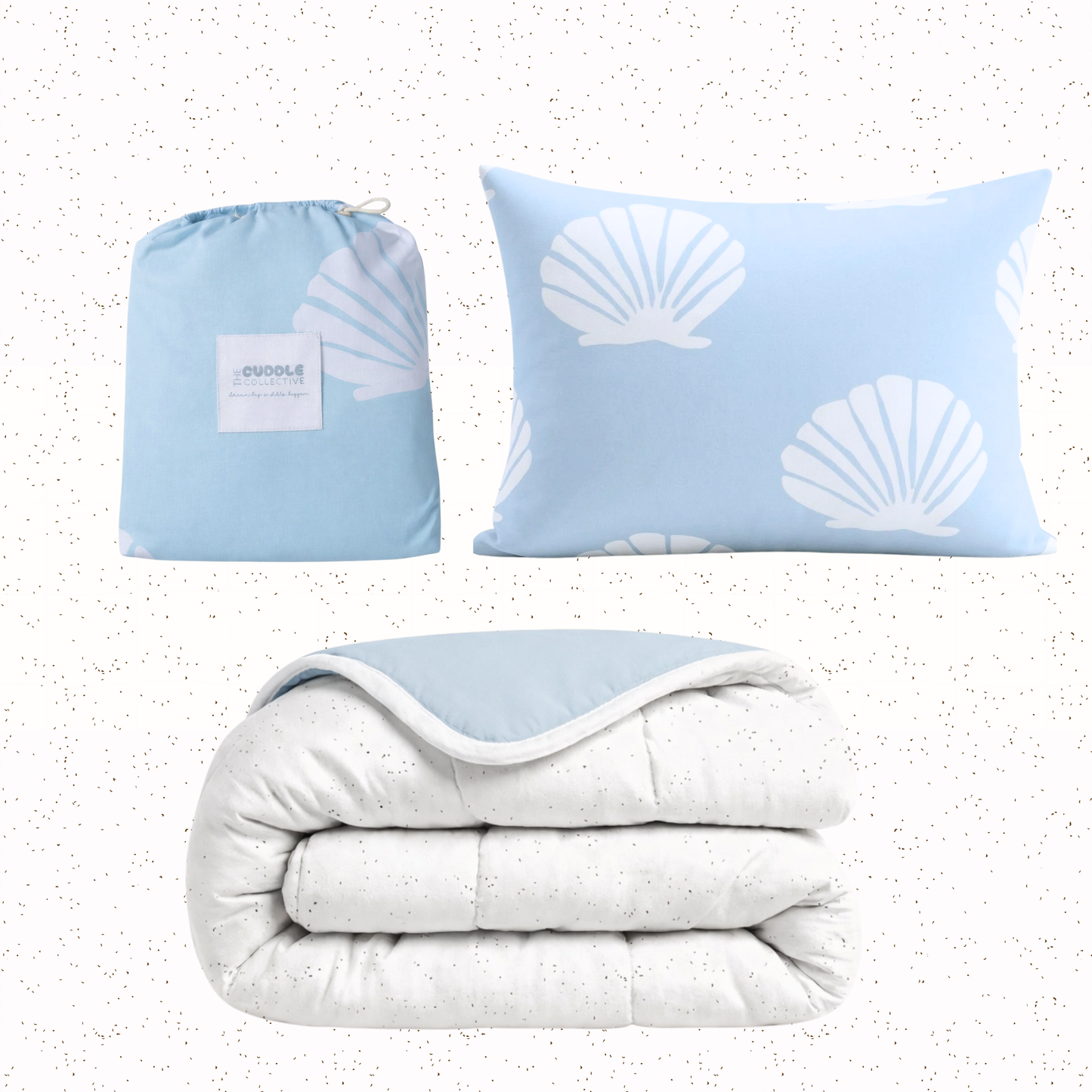 Organic Cotton Bedding Set Baby Blue Shell | The Cuddle Collective