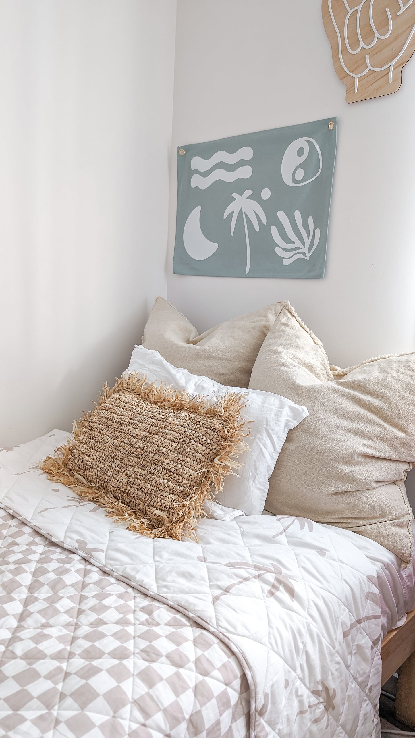 Sand Palm x Sand Checker Reversible Quilt | Organic Cotton