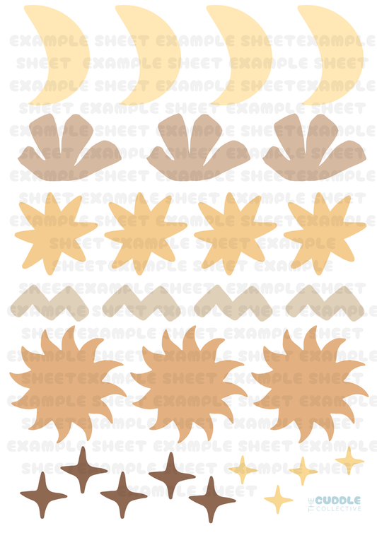 Wall decals, star wall decals, sun wall decals, boho wall decals, wall stickers Kmart