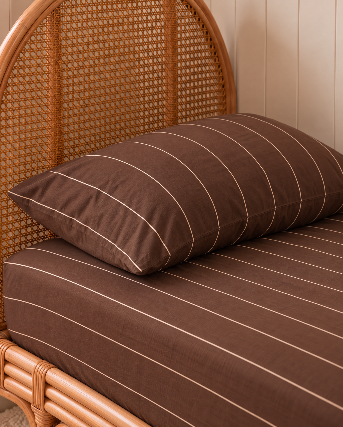 chocolate stripe organic cotton pillowcase