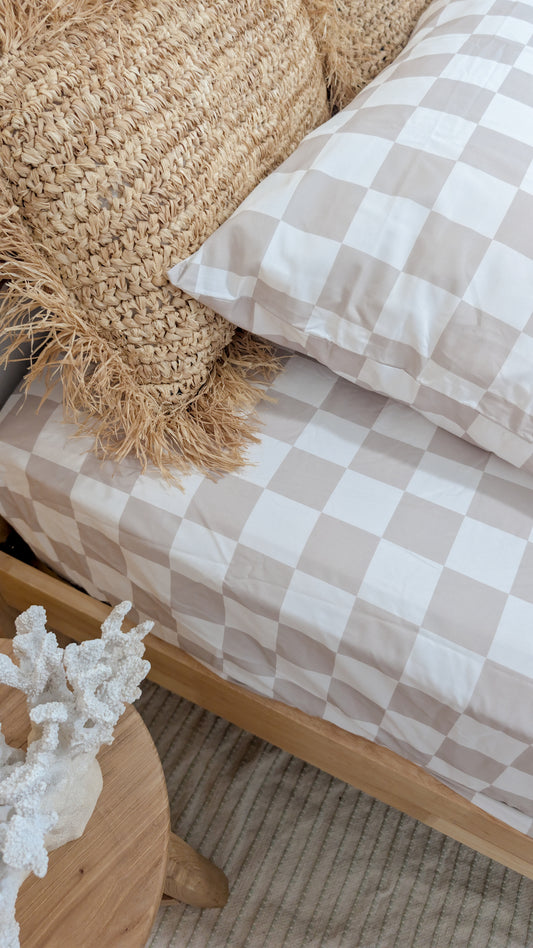 organic cotton sheet set checker