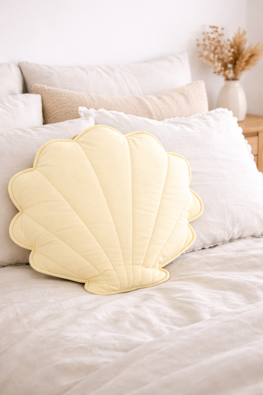 Yellow shell decorative cushion kids
