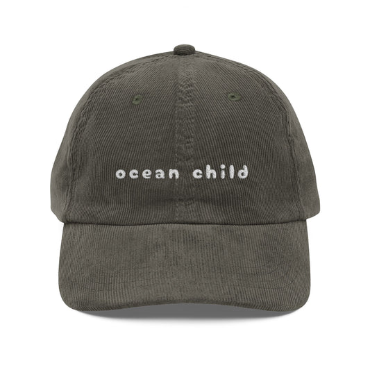 Vintage Corduroy Cap - Ocean Child Embroidered Hat