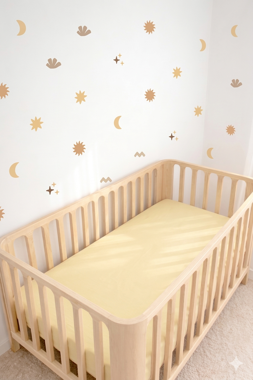 Boho wall decals for kids room, sun wall stickers, shell wall stickers