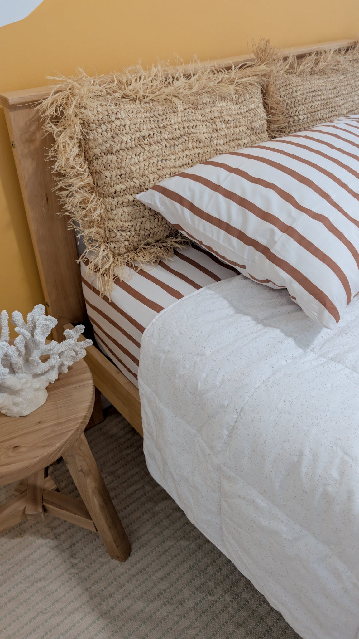 Brown Stripe Bedding| | Organic Cotton Stripe  Fitted Sheet | The Cuddle Collective