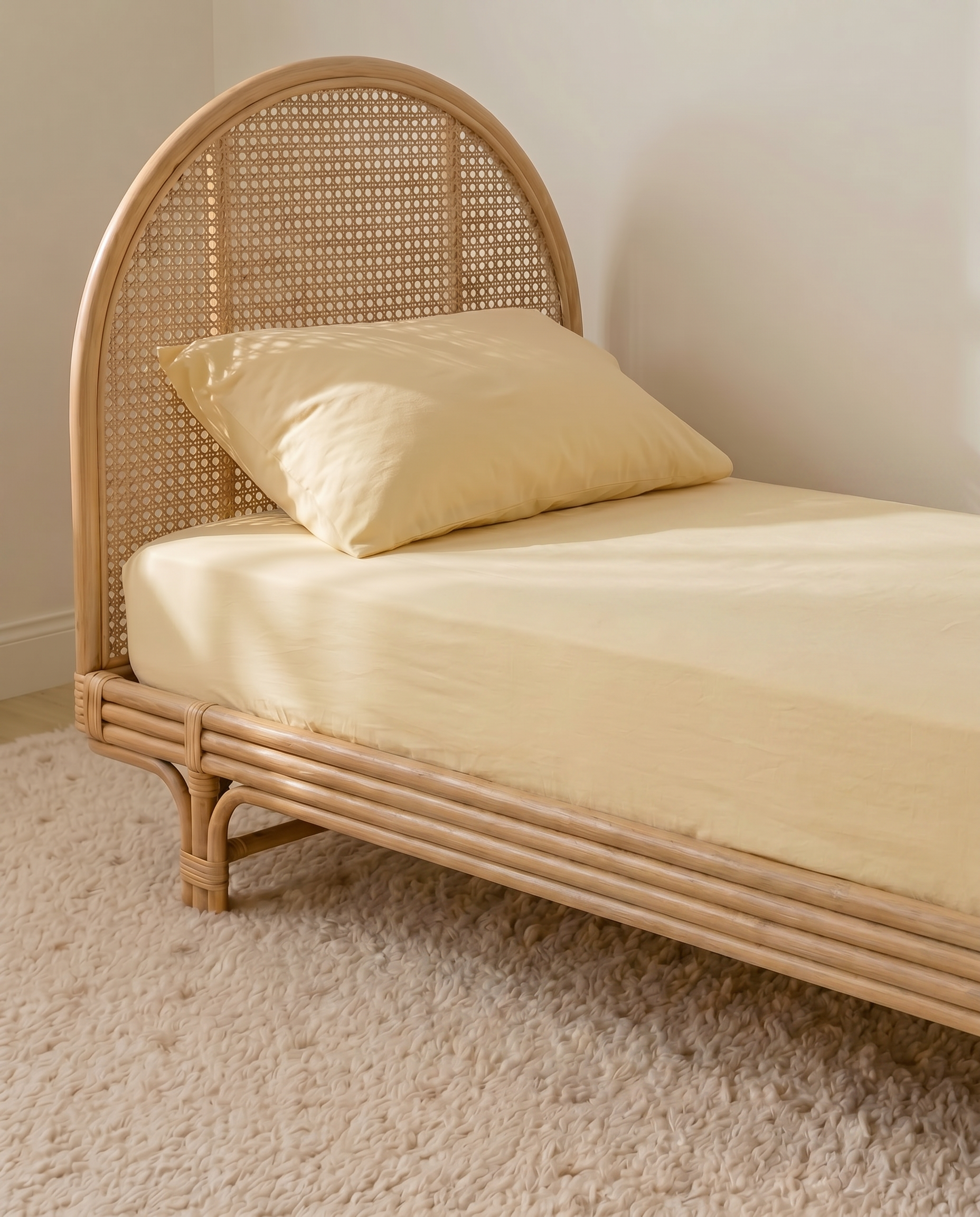 Butter yellow organic cotton kids sheet and pillowcase
