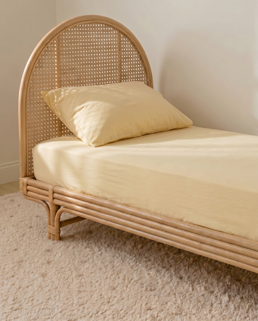 Butter yellow organic cotton kids sheet and pillowcase