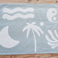 Fun kids wall banner featuring beachy, coastal fun words. Canvas banners feature matching interior design organic cotton sheets and kids bedding | The Cuddle Collective