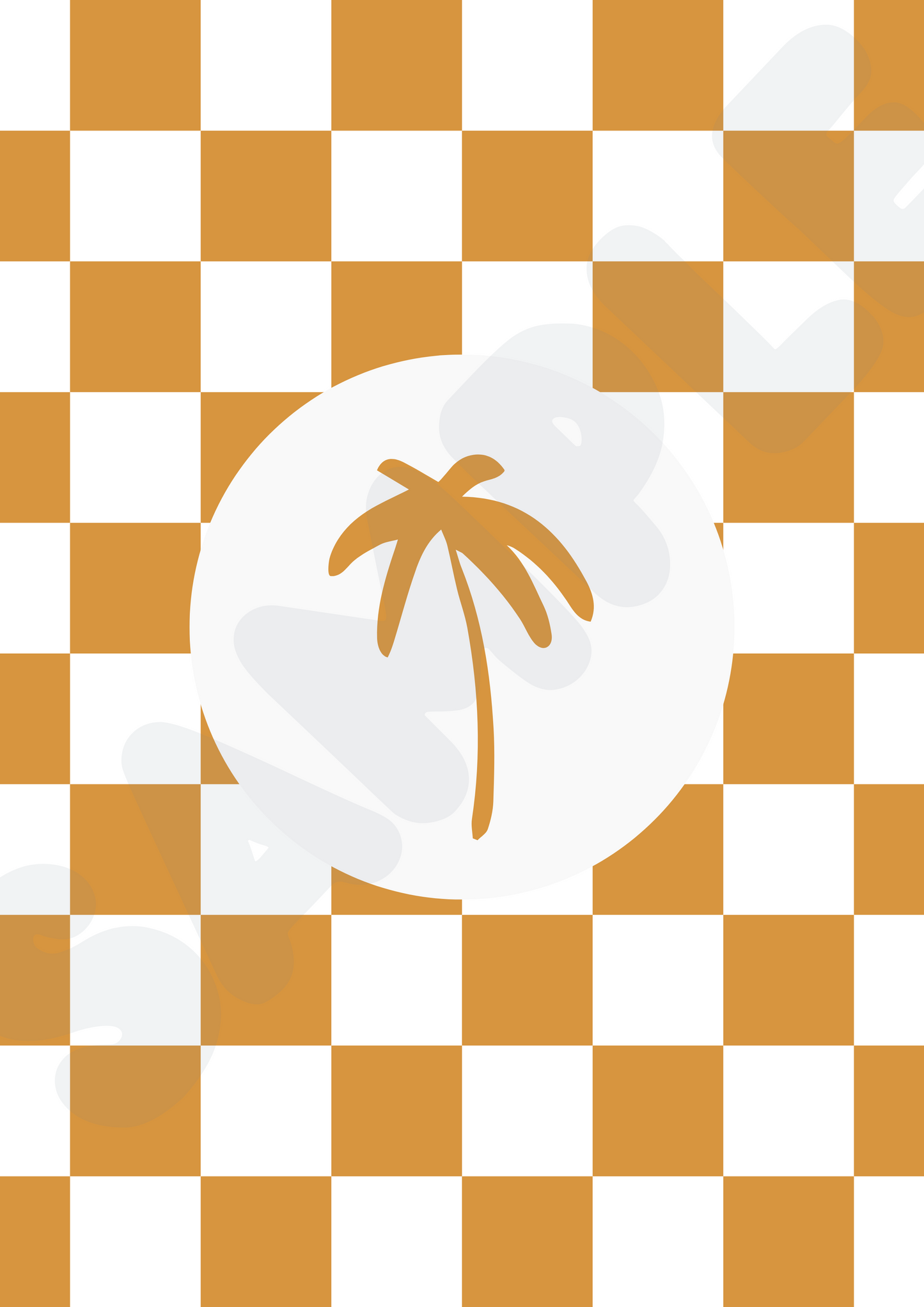 Checker Palm Kids Wall Print | Honey | Kids Wall Art | Neutral Kids Room
