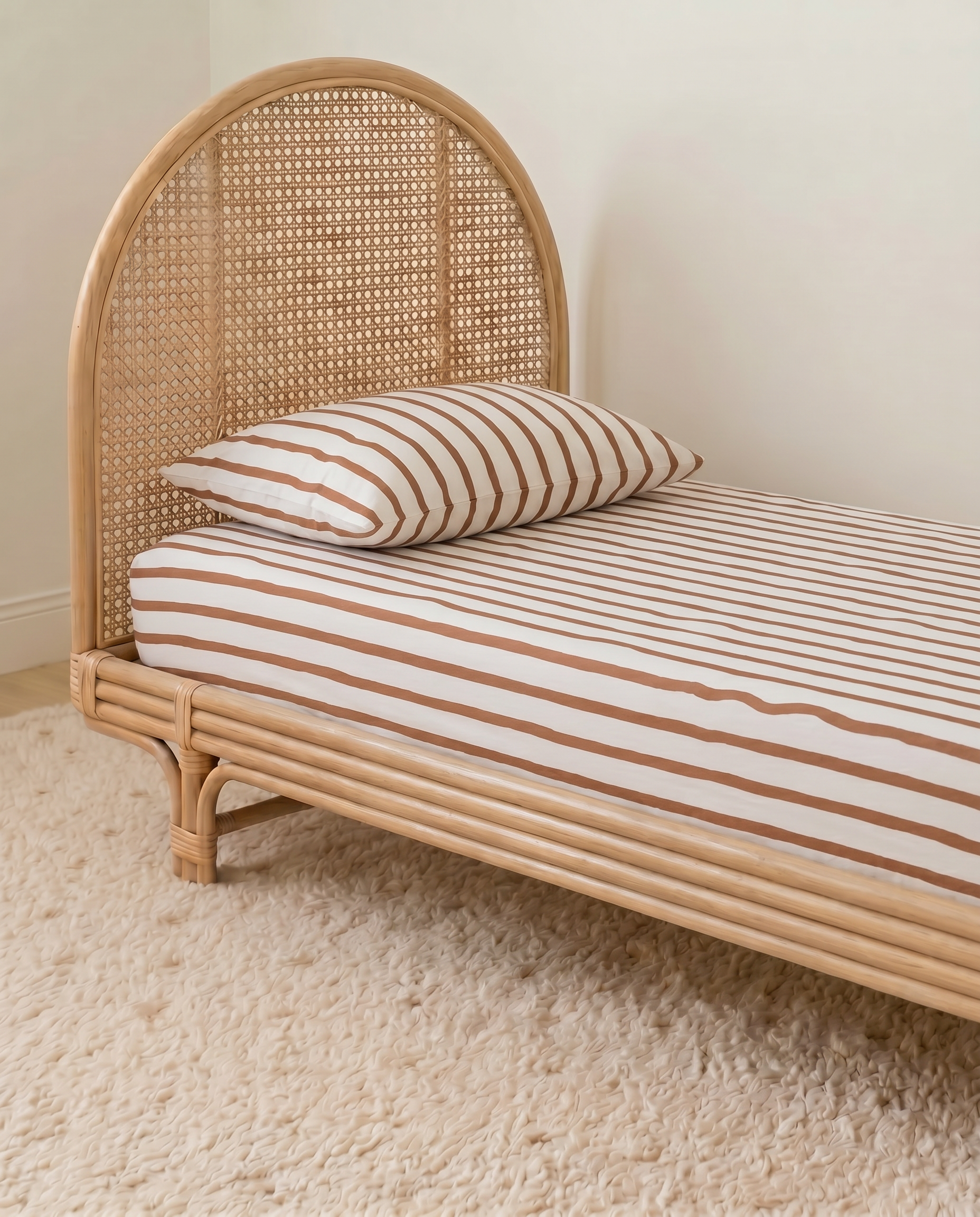 cream and brown organic cotton fitted sheets 