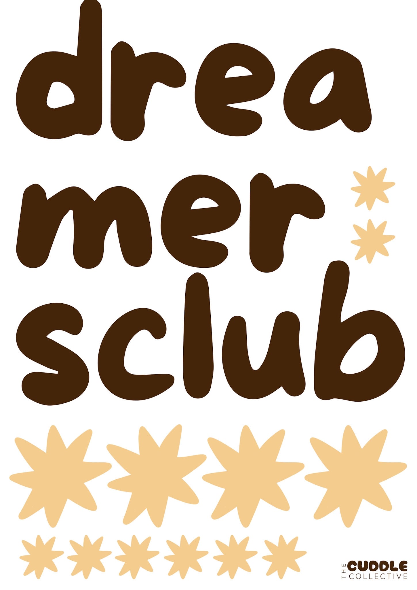 Fabric Wall Decal and fabric wall sticker that says dreamers club with stars. It is a high quality fabric wall sticker that won't damage walls.