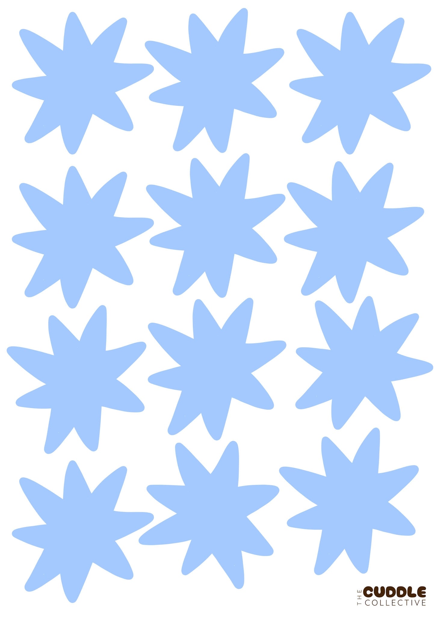 Fabric Wall Decal and fabric wall sticker in the shape of a blue star. It is a high quality fabric wall sticker that won't damage walls.