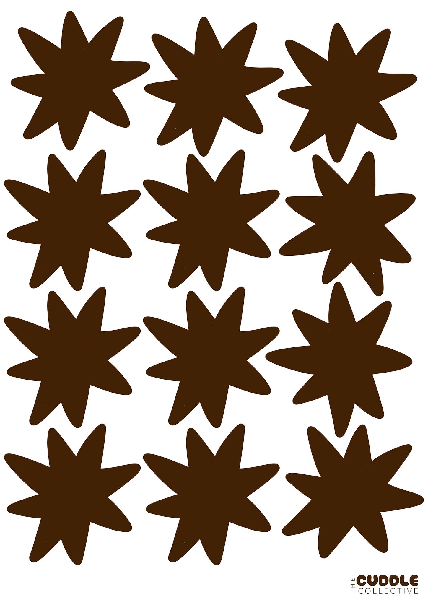 Fabric Wall Decal and fabric wall sticker in the shape of a brown star. It is a high quality fabric wall sticker that won't damage walls.