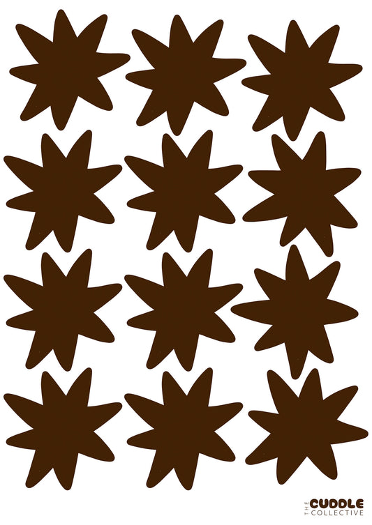 Fabric Wall Decal and fabric wall sticker in the shape of a brown star. It is a high quality fabric wall sticker that won't damage walls.