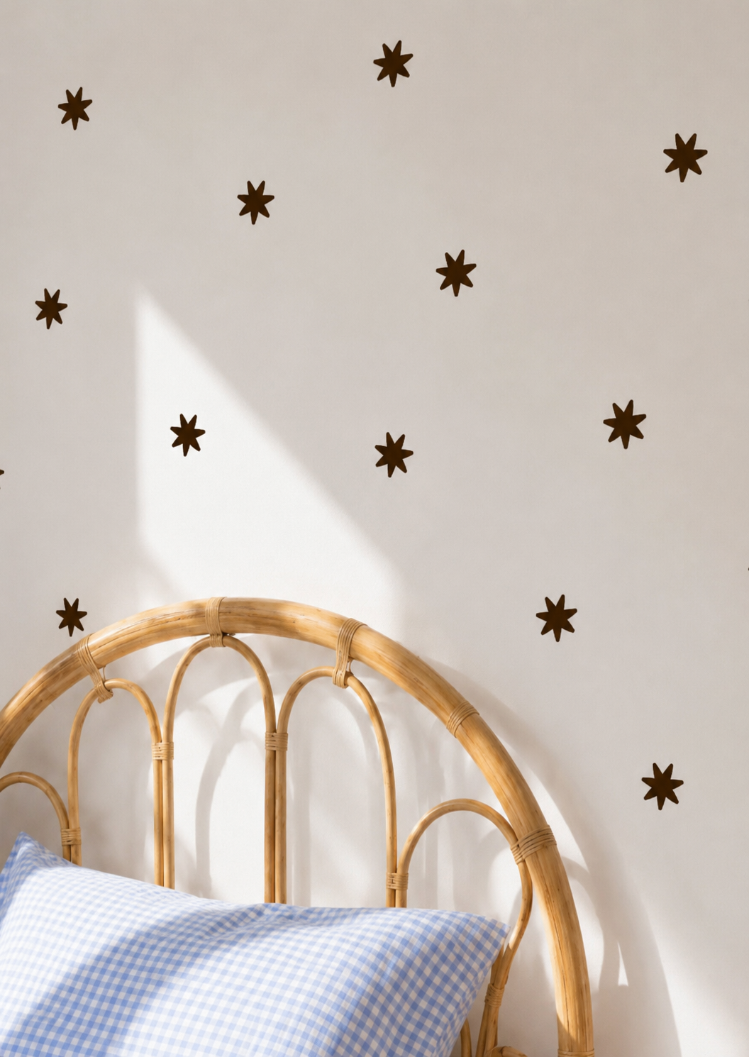 Fabric Wall Decal and fabric wall sticker in the shape of a brown star. It is a high quality fabric wall sticker that won't damage walls.