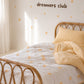 Fabric Wall Decal and fabric wall sticker that says dreamers club with yellow stars. It is a high quality fabric wall sticker that won't damage walls.