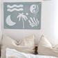 Fun kids wall banner featuring beachy, coastal fun words. Canvas banners feature matching interior design organic cotton sheets and kids bedding | The Cuddle Collective