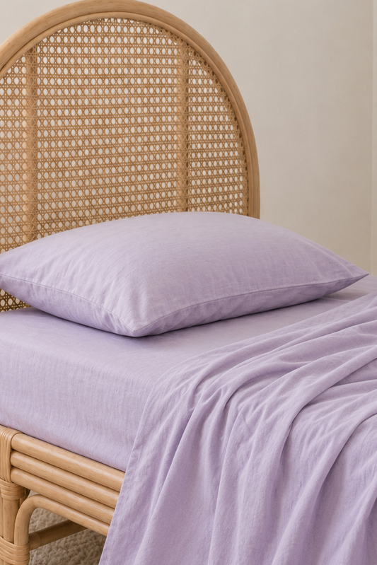 Lavender Organic Cotton Sheet Set by the cuddle collective in oeko-tex certified organic cotton