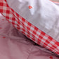 girls bedroom reversible organic cotton pillowcase with red gingham and hearts