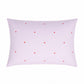 Organic cotton pillowcase lavender with red hearts