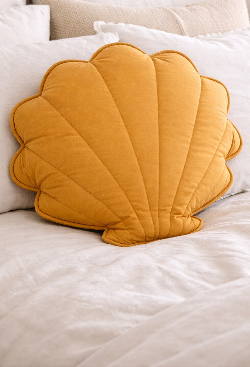 Mustard shell decorative cushion Australia 