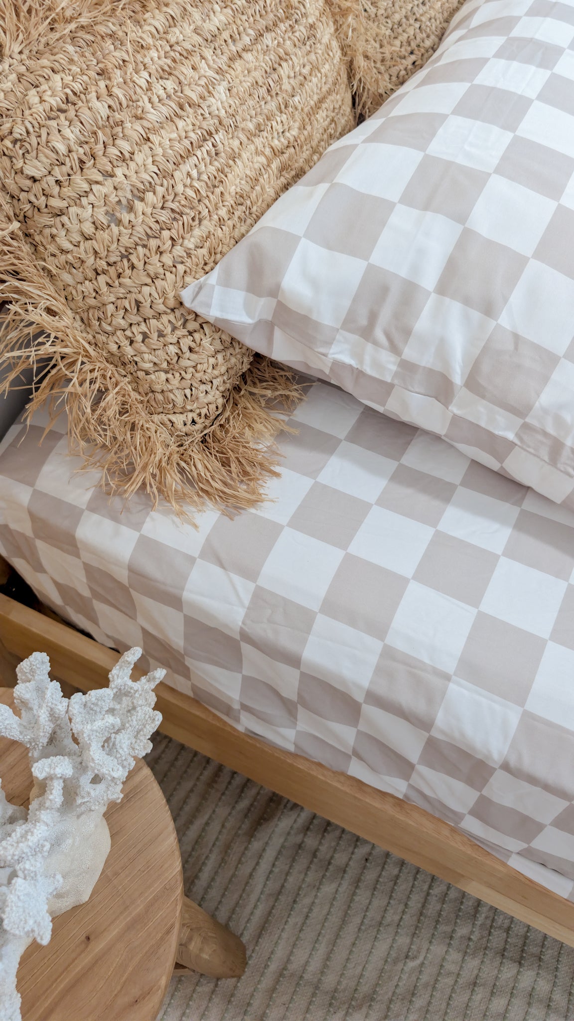Natural Checker Pillowcase - Natural | Organic Cotton Pillowcase | The Cuddle Collective