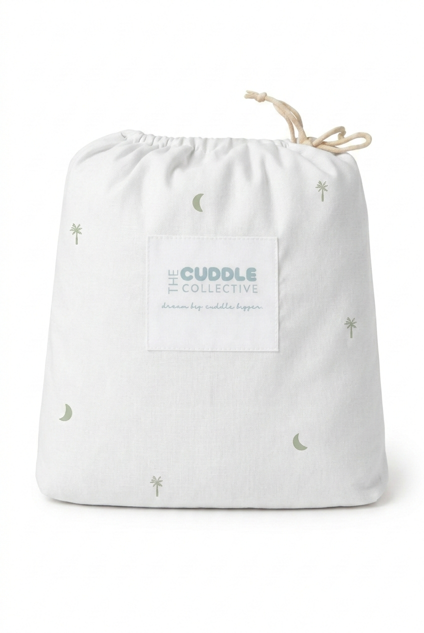 Sage bedding, palm and moon bed sheets