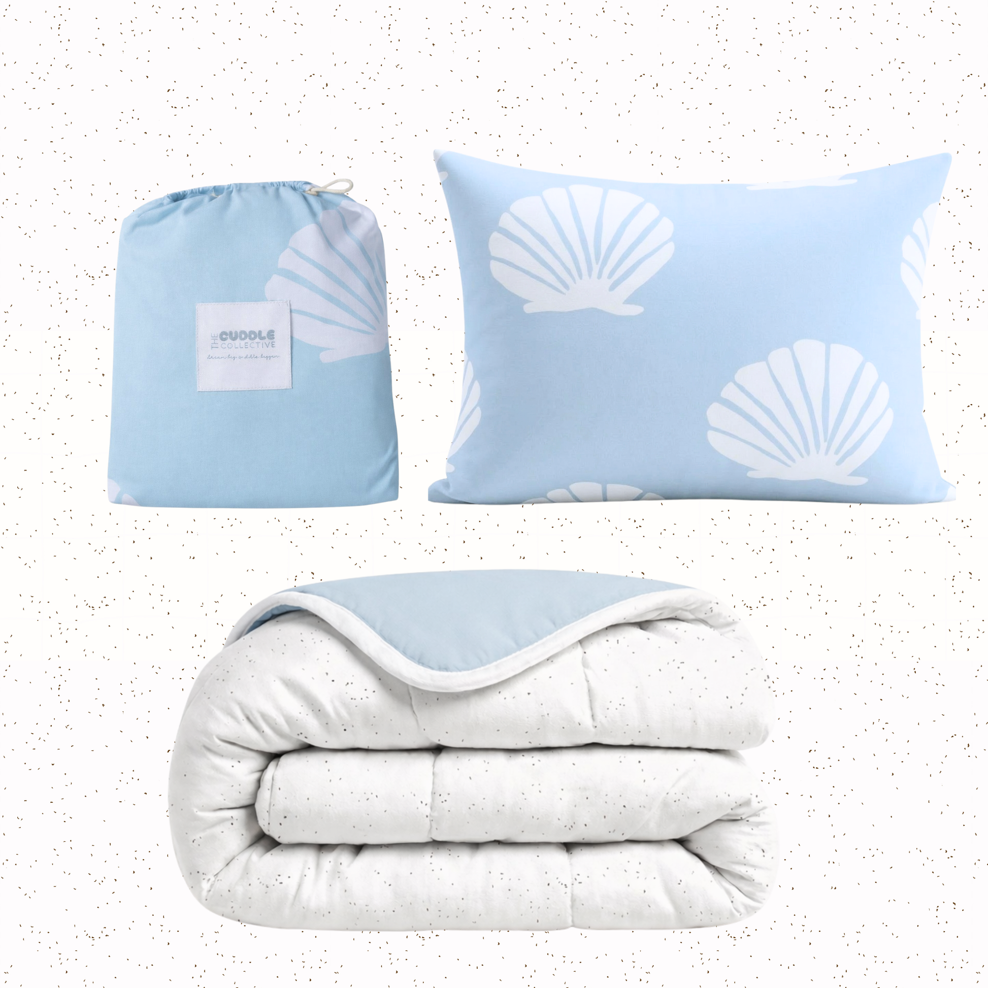 Organic Cotton Bedding Set Baby Blue Shell | The Cuddle Collective