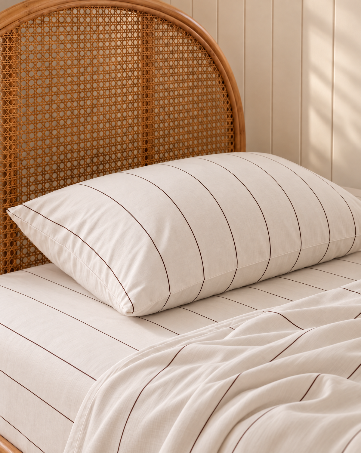 organic cotton stripe pillowcase and bedding set