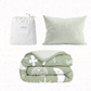 Organic cotton sage sun reversible quilt, single sheet and pillowcase 