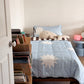 Blue Sun and brown stripe reversible 100% cotton quilt for kids