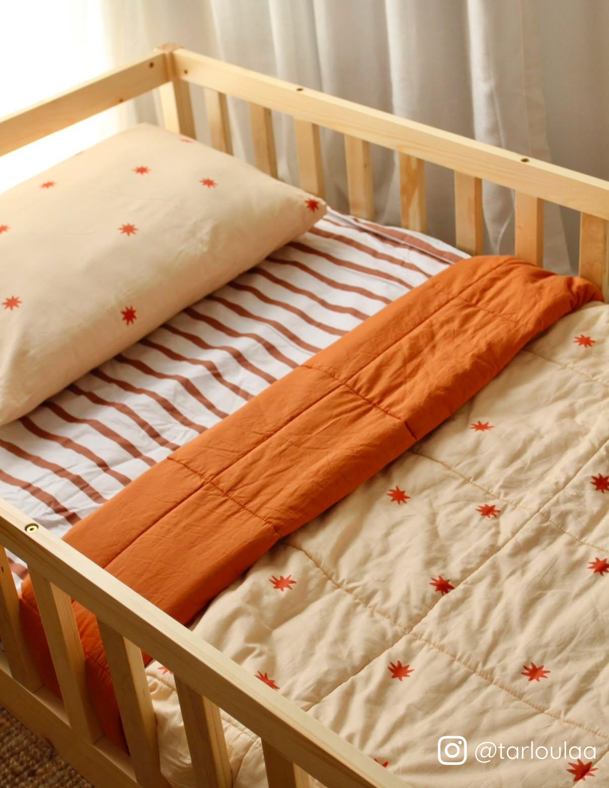 starfall and coco stripe bedding bundle made with organic cotton bedding for a fun kids bedroom