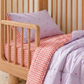 Red gingham organic cotton sheets and reversible quilt 