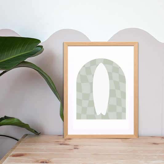 Surf Wall Print | Sage | Kids Wall Art | Neutral Kids Room