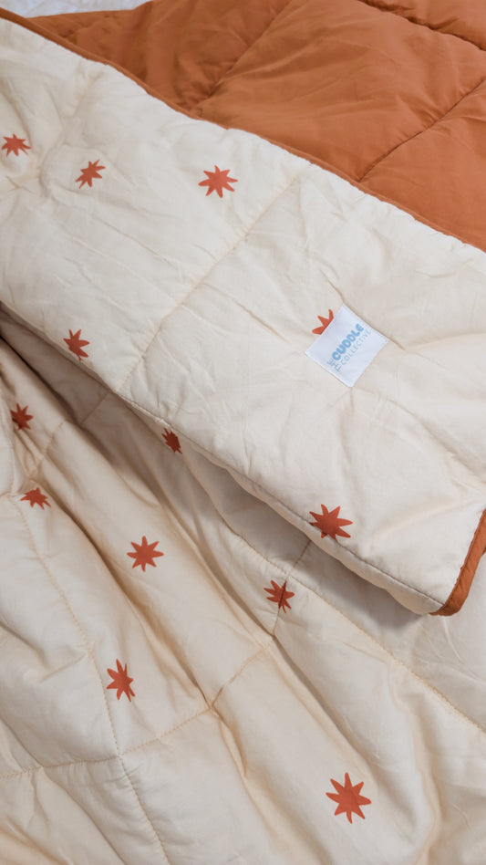 Teracotta star Organic Cotton Reversible Quilt