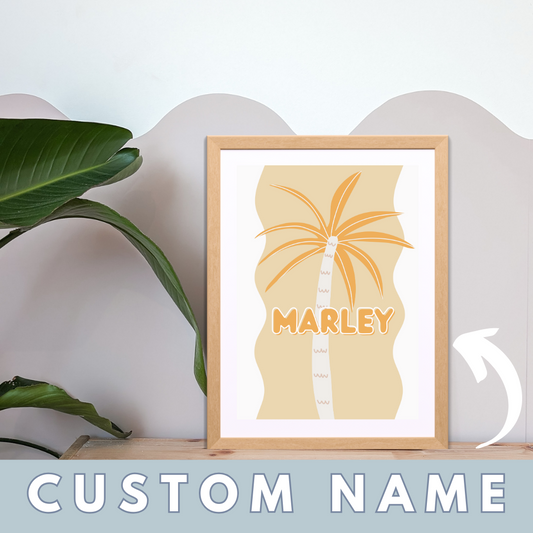 Personalised Palm Kids Wall Print | Honey | Kids Wall Art | Neutral Kids Room