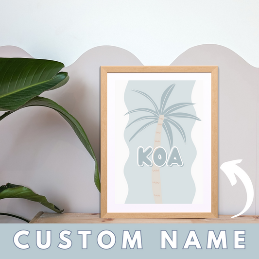 Personalised Palm Kids Wall Print | Ocean | Kids Wall Art | Neutral Kids Room