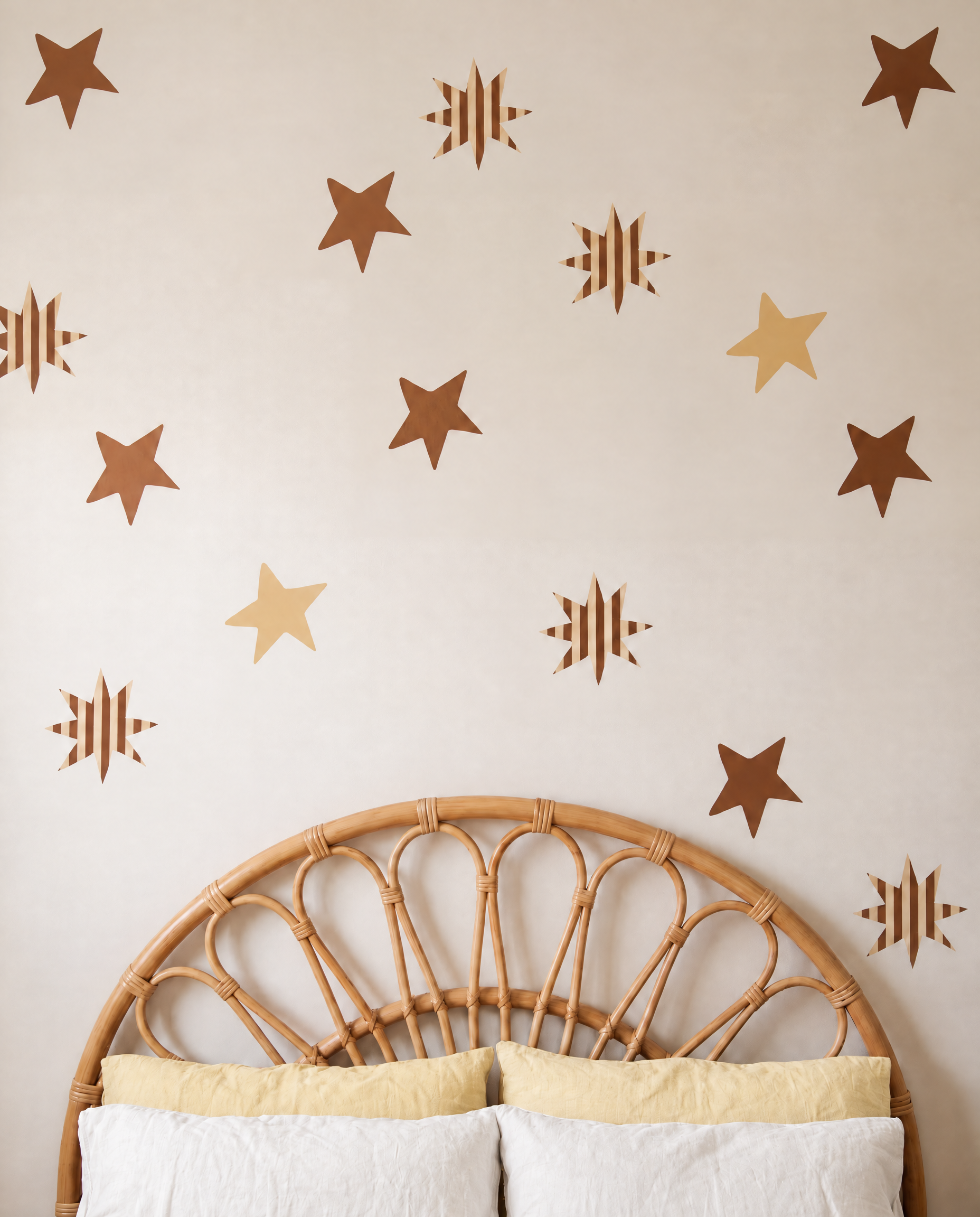 fabric wall decals with brown and yellow stripes