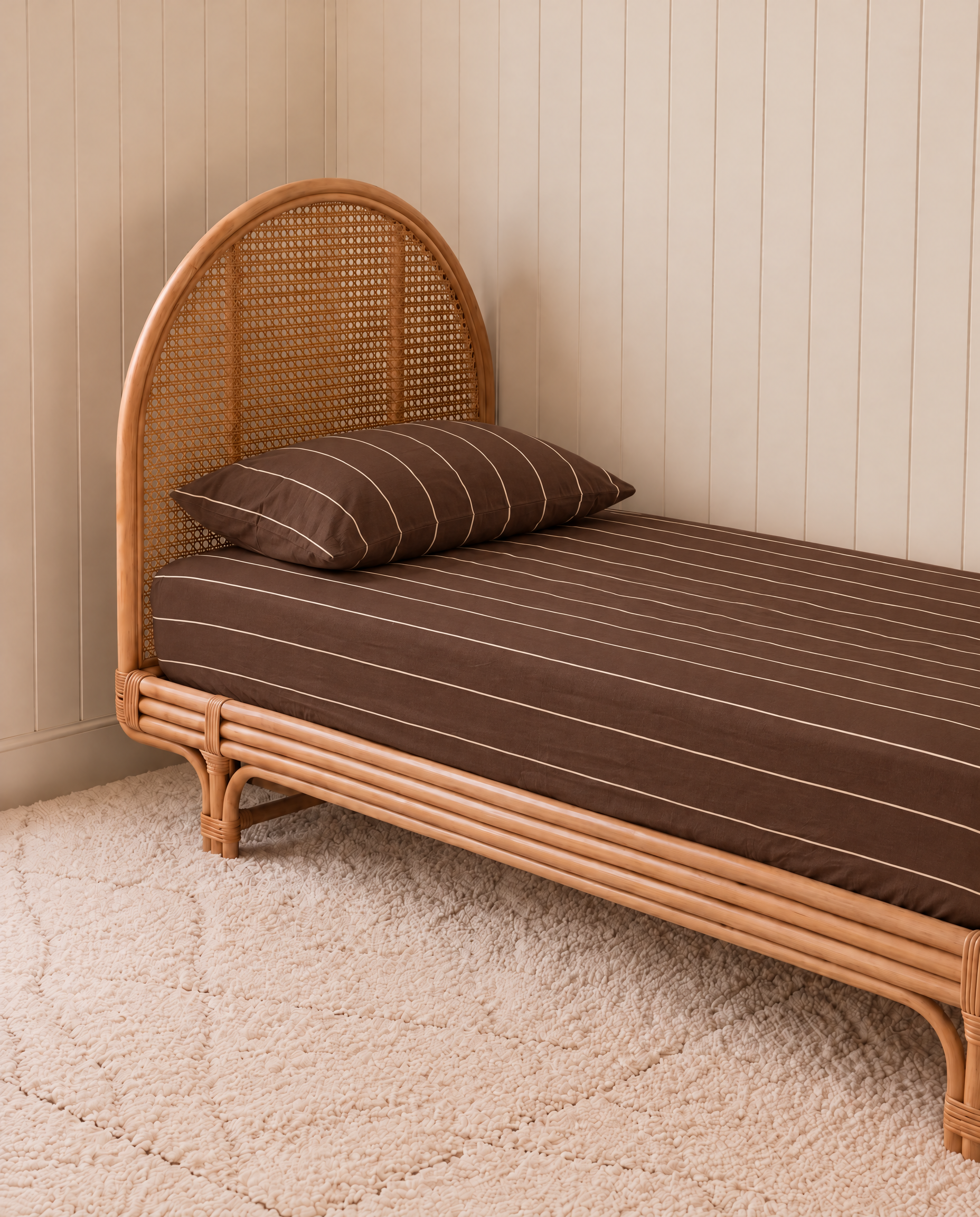 chocolate stripe organic cotton fitted sheet