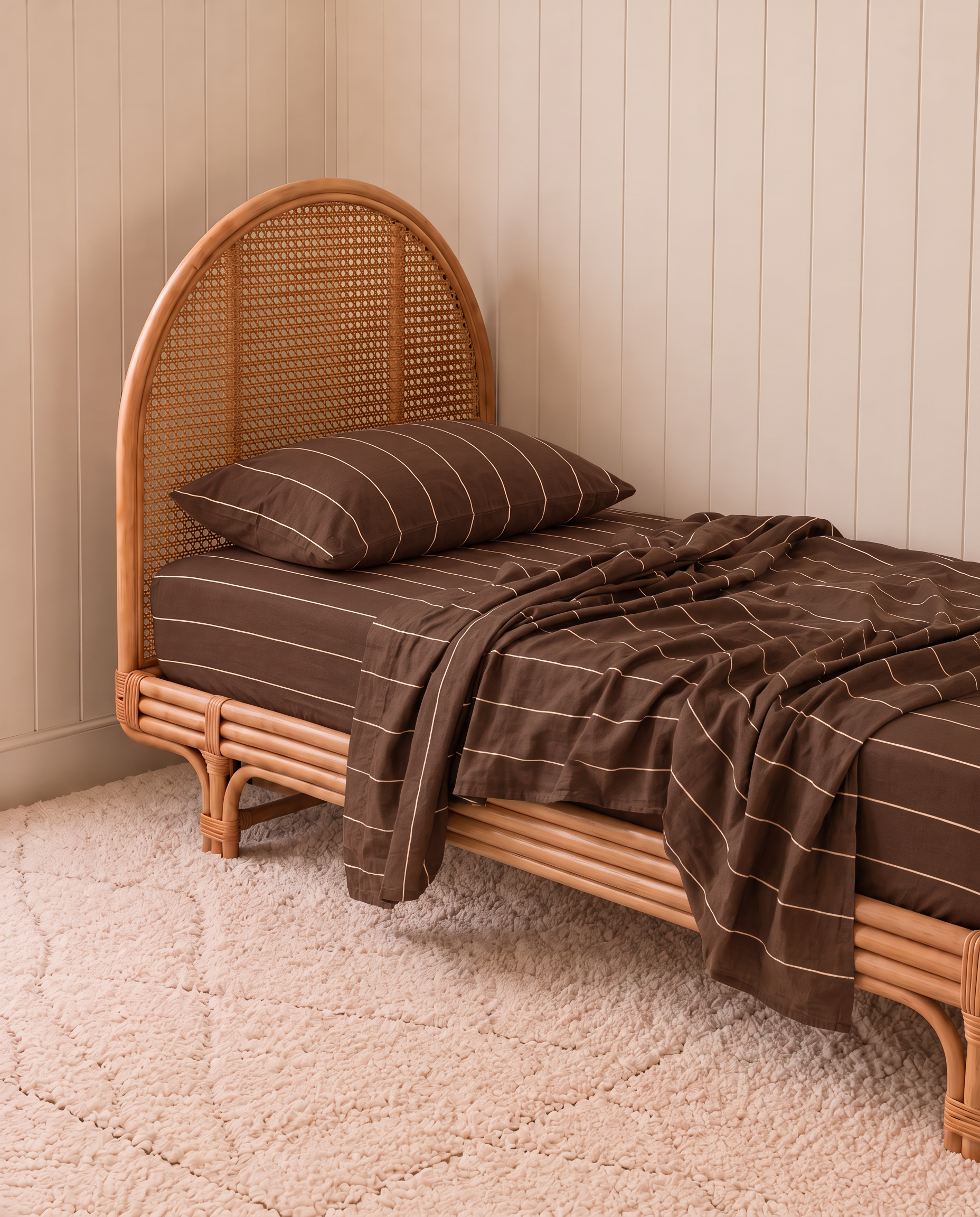 chocolate stripe organic cotton sheet set