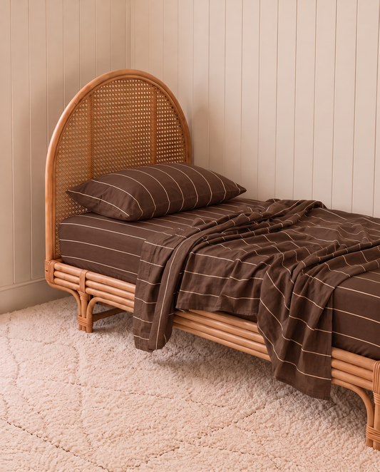 chocolate stripe organic cotton sheet set