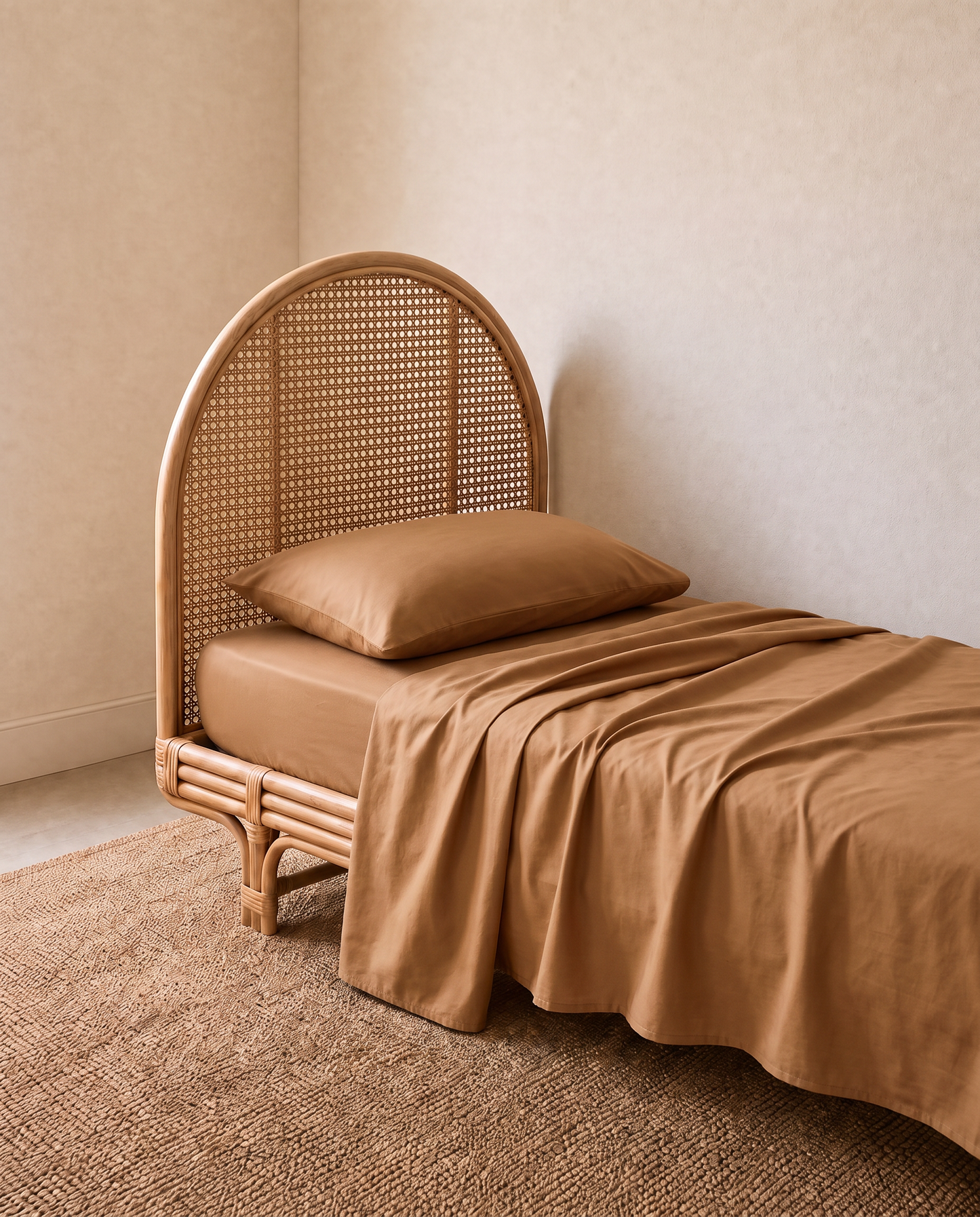 organic cotton flat sheet light brown by the cuddle collective