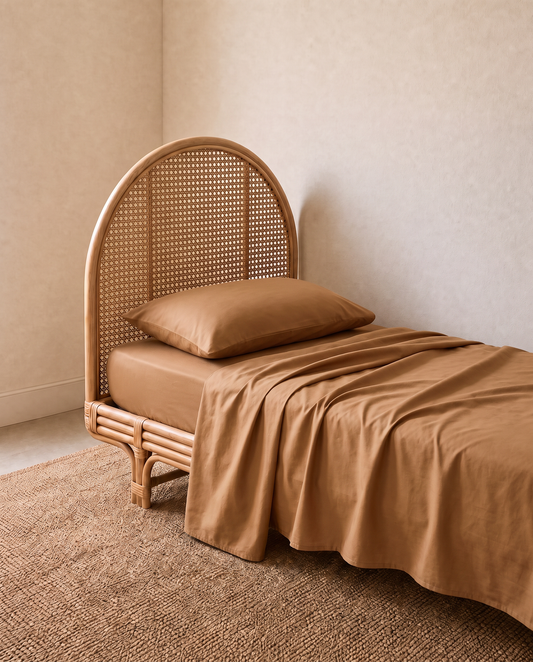 organic cotton flat sheet light brown by the cuddle collective