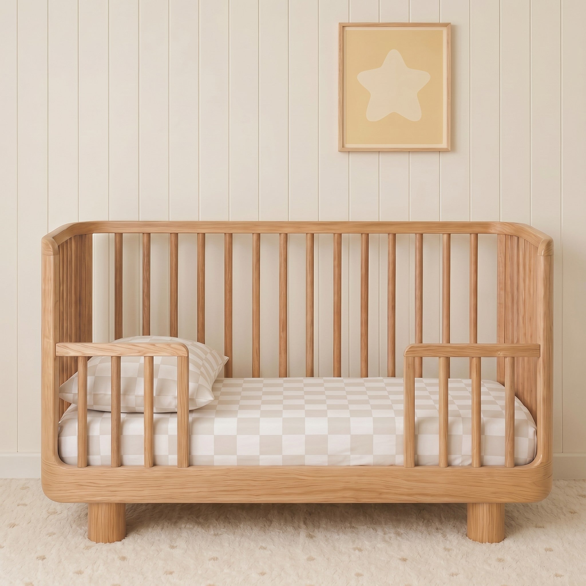 Organic Cotton Fitted Sheet - Natural Checker