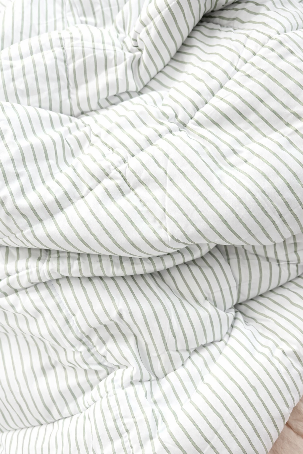 Sage organic stripe cotton bedding set in soft green hues