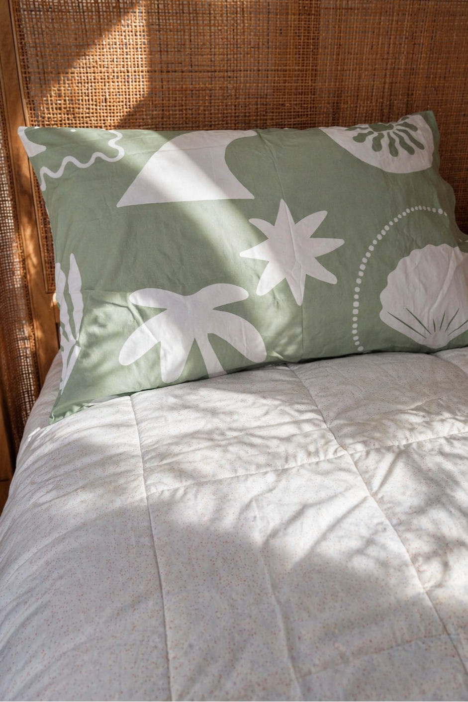 beachy sage bedding in soft green tones