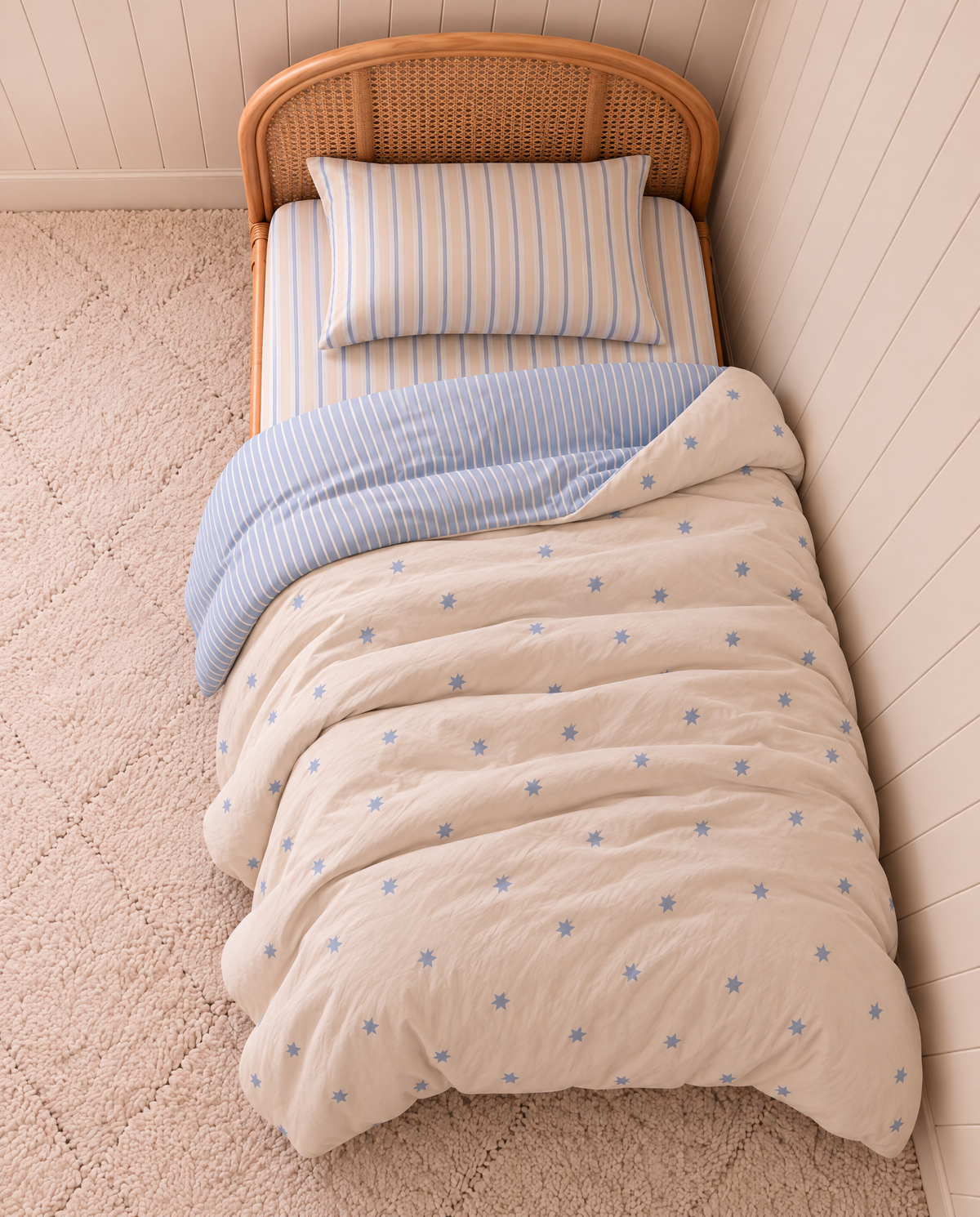 kids blue star organic cotton bedding set