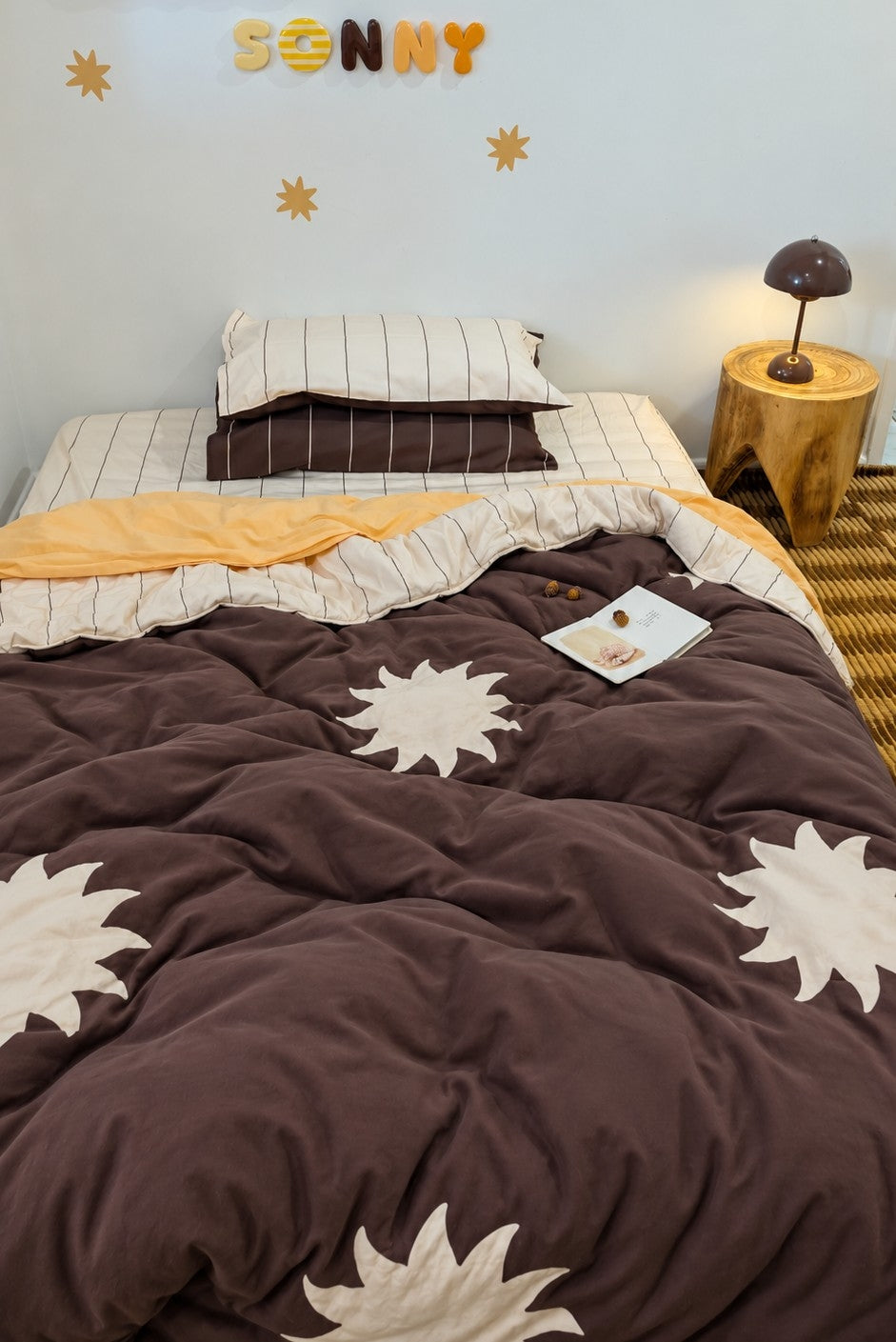 sun quilt cover in organic cotton