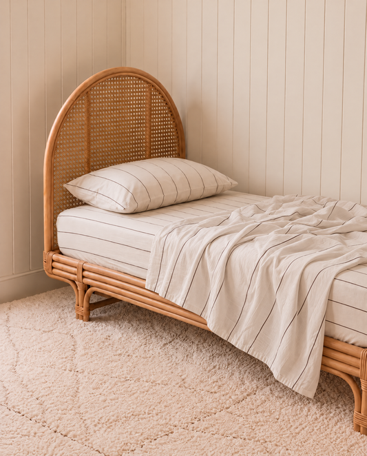 white stripe organic cotton bedding collection